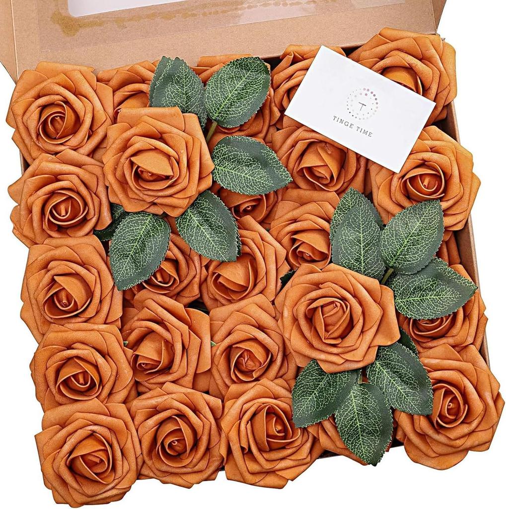 Pu European Gift Box With 8Cm Simulated Foam Roses And 50 Leaves In A Box, Home Floral Decoration