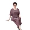 Plus Size Casual Summer Two-Piece Set for Middle-Aged and Elderly: Loose Short Sleeve & Slimming Design