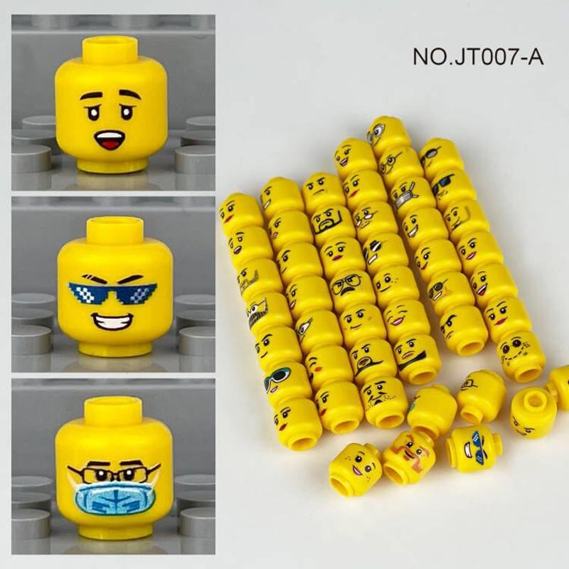 56pcs/Lot DIY Figures Head Building Blocks Accessories Laugh Cry Charming Angry Facial Expression Mini Bricks Toys Model Kids Gifts