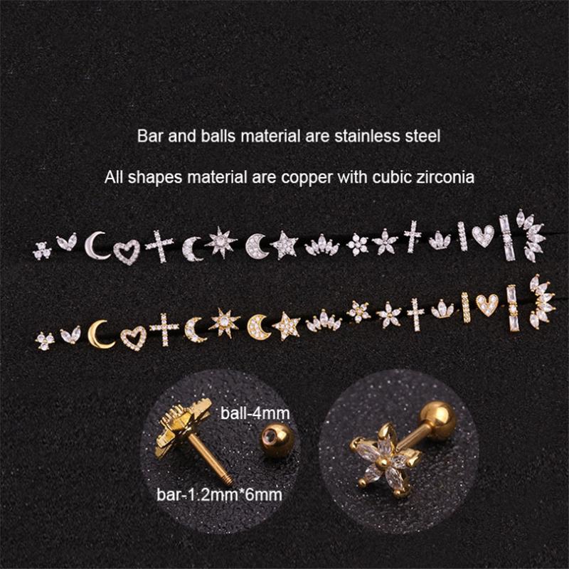 Koreanische Persönlichkeit Ohrstecker Rechteck Blume Edelstahl Knorpel Ohrring Piercing Schmuck