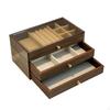 Walnut Wood Jewelry Box Large Capacity Tiered Storage Elegant Design for Dresser,