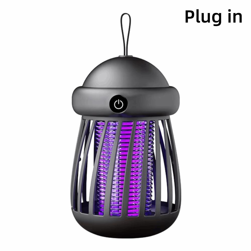 Rechargeable LED Camping Light Flying Insect Repellent Electric Shock Mosquito Killer Grey-Plug in