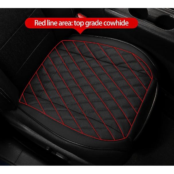 Autositzbezug aus echtem Rindsleder, Sitzkissenbezüge für die Vorder- und Unterseite des Fahrersitzes, wasserdicht, echtes Rindsleder, rutschfest, Aufbewahrungstaschen, universelle Passform, 90 %