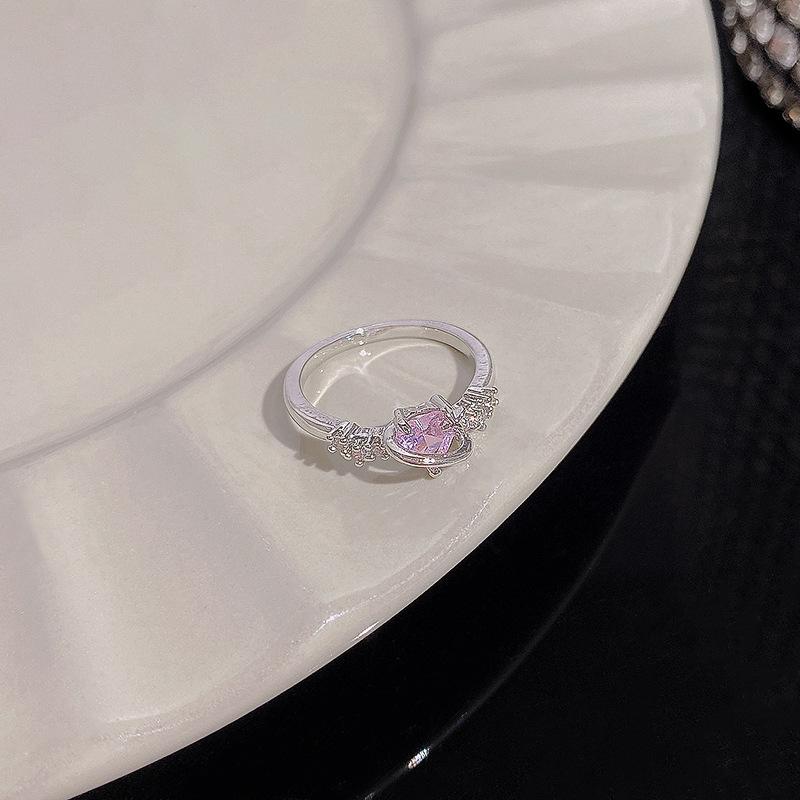 Bague élégante en zircon argenté pour femmes - Design ouvert, polyvalente et stylée