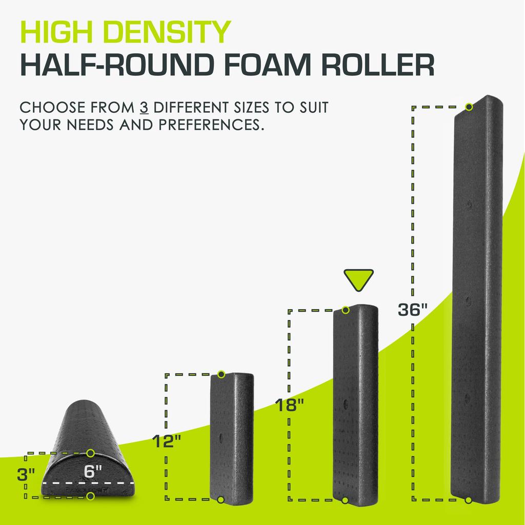ProsourceFit High Density Foam Rollers 18 Inches Firm Full Body Athletic Massager for Back Post Workout Trigger Point Black - Long. Stretching, Yoga,