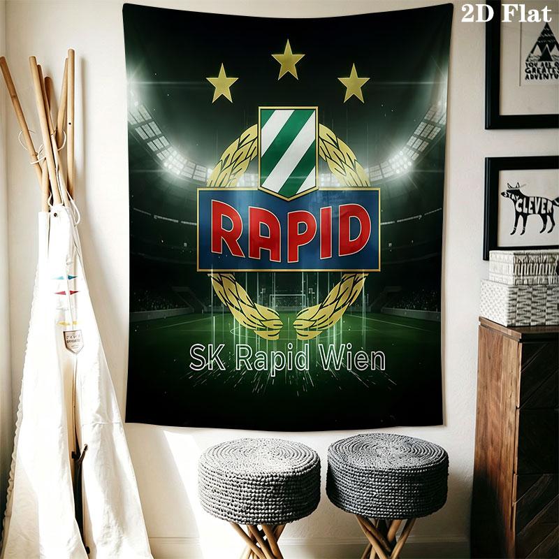 Rapid Vienna logo Wall Hanging Printed Fabric Blanket Decorative Tapestries for Bedroom Living Room Home Decor