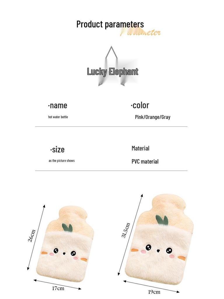 Plush-Cover PVC Cartoon Hot Water Bag: Removable & Washable Hand Warmer for Girls