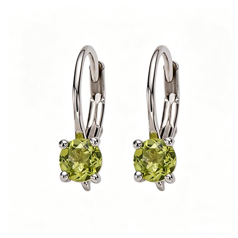 S925 Sterling Silver Gemstone Ear Studs - Garnet, Citrine, Amethyst, Topaz & Diamond Hoops for Women