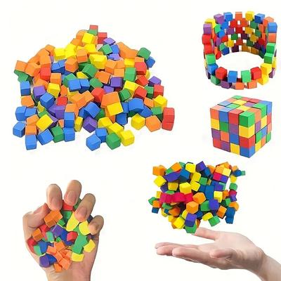 Puzzle Diy And Stress Easing Toys Made Of Clay Blocks Vibrant Multi-Colored Cube Blocks And Stress Easing Toys