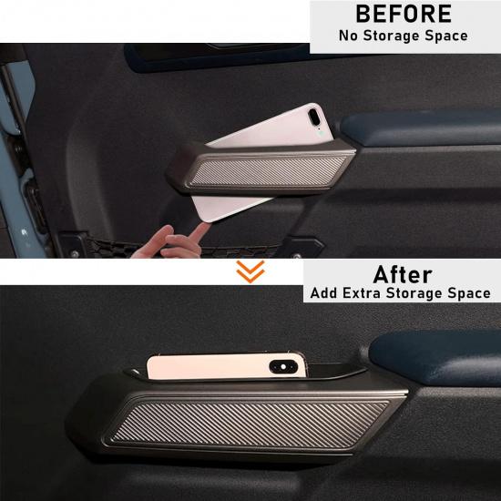WDG Door Handle Storage Box Container For Ford Bronco    2024 2025 Car Interior Accessories, ABS Front And Rear Door Side Armrest Phone Pocket