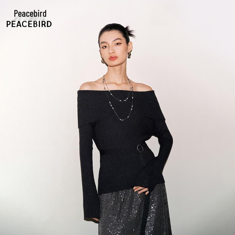 PEACEBIRD Women s Spring Shimmer One-Shoulder Knit Top XS
