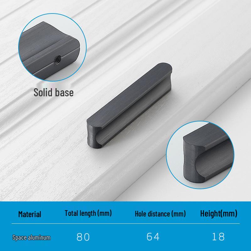 Modern Minimalist Gold Cabinet Handle, Light Luxury I-Shaped Black Drawer Pull