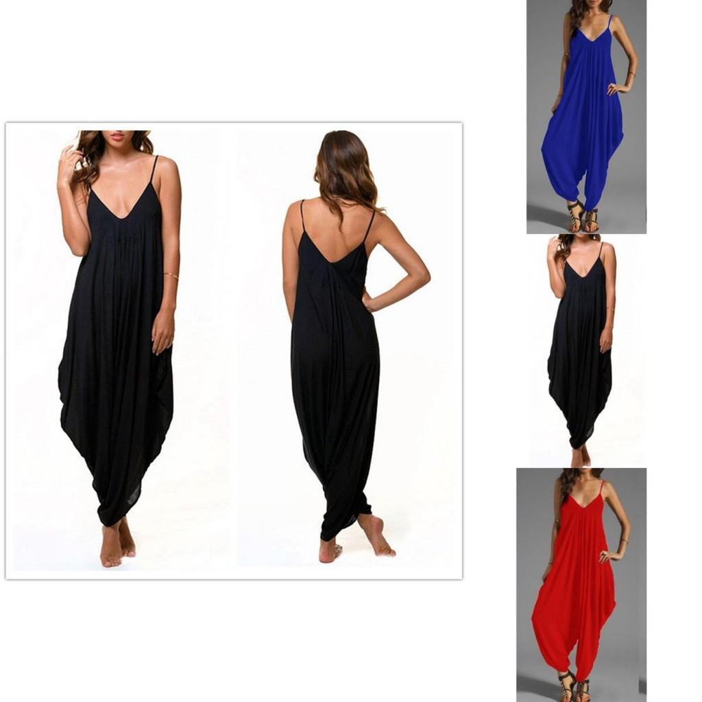 Combinaison Mode Sexy Noir Décolleté en V Tendance Été 2021 Dos Nu pour Femmes