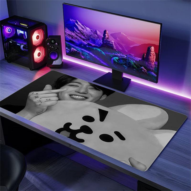 Cute Jungkook Mouse Pad, Large Gaming Desk Mat, Non-slip XXL Mousepad for Laptop & Tablet, Mini PC Playmat with Stitched Edges