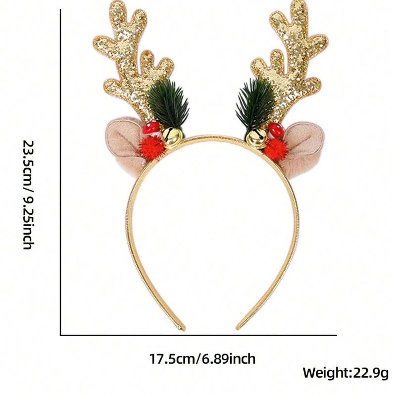 1pc Women Cute Deer Antler Headband, Polyester Christmas Party Hair Accessories Hair Hoop ,Christmas Decorations Home Holiday Essential