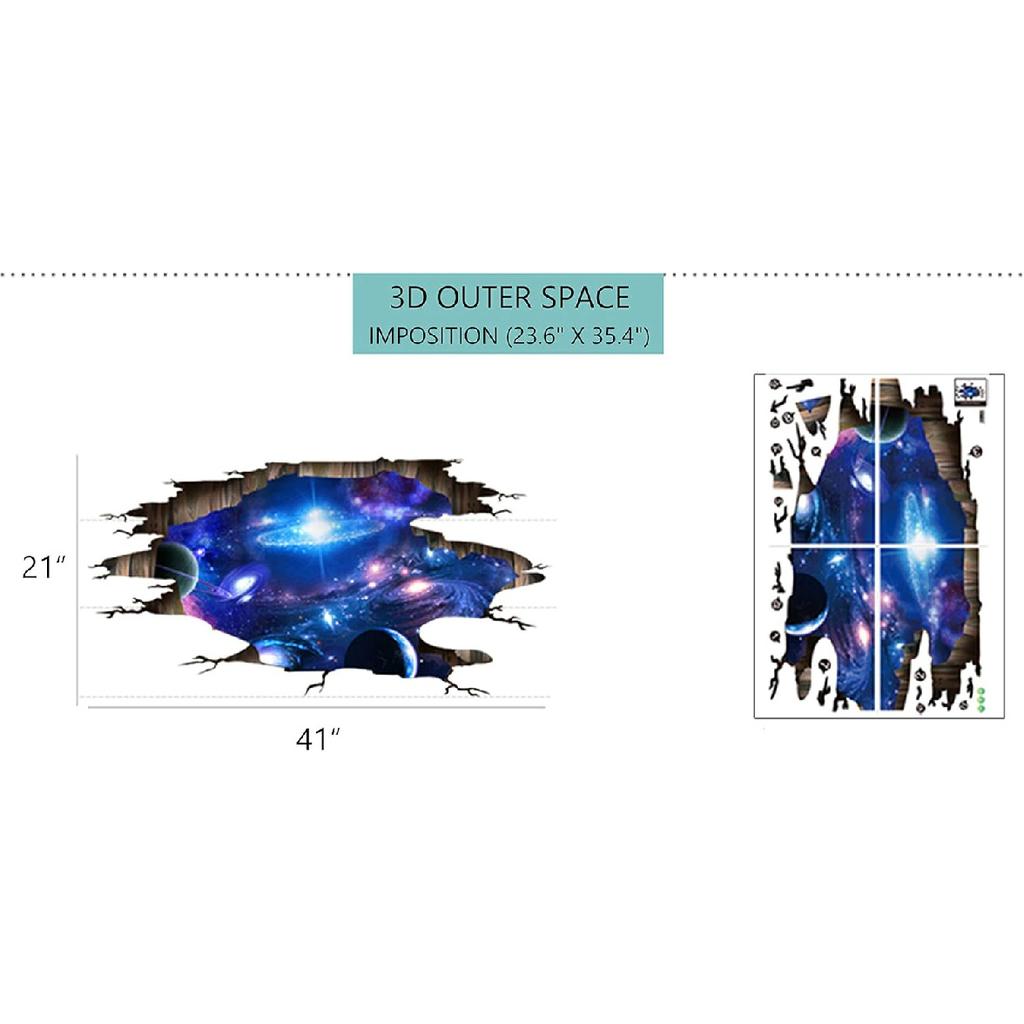 3D Galaxy Decor Wall Decal - PVC Material - Cosmic Style - Waterproof - Space Pattern - Indoor Use - Single Use - Wall Decal