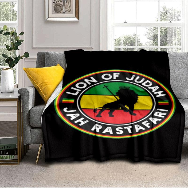 Ethiopian Flag With Lion And Stars Blanket Suitable for Sofas, Beds, Offices, And Camping - Perfect Gift for Halloween Christmas