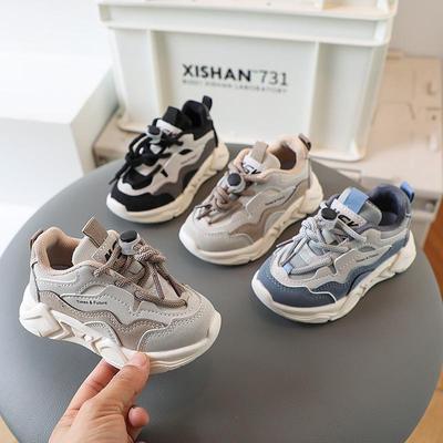 Children's Leather Sports Shoes: Soft, Breathable & Stylish Casual Sneakers for Kids Aged 1-6, Perfect for Spring and Autumn.