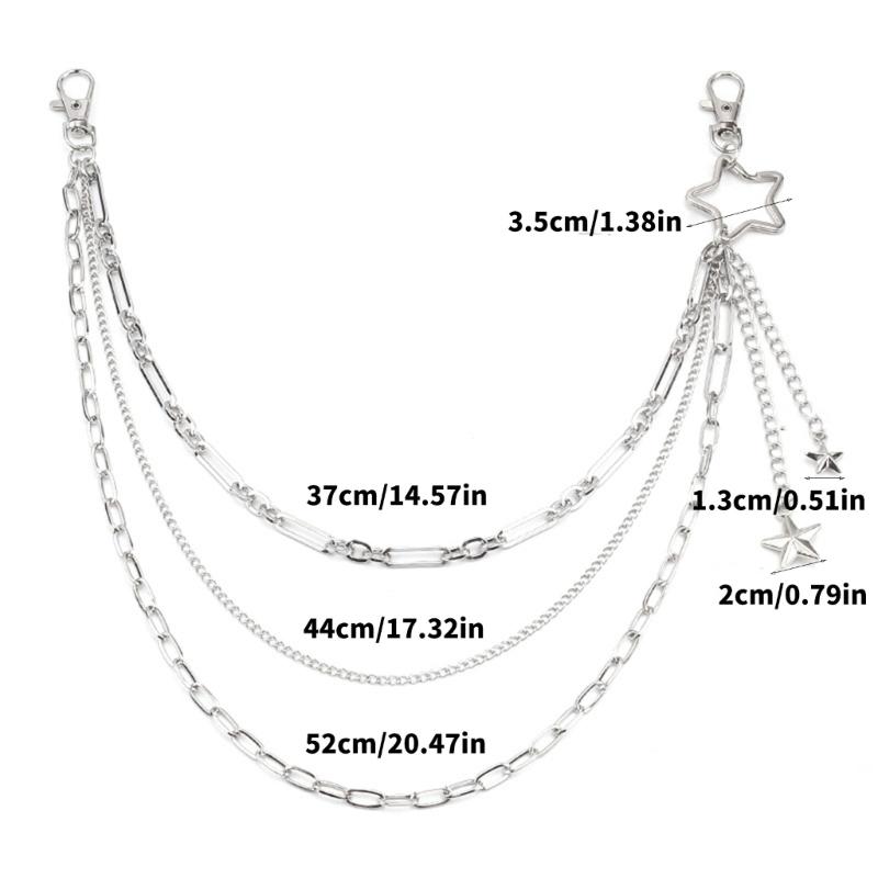 Multi Layer Star Design Pants Chain Alloy Body Jewelry Sturdy Secure Clasp For Casual Party Wear