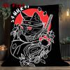 Anime Samurai Cat 2D Flat Pattern Flannel Blanket High Quality All Seasons Warmth and Comfort Perfect for Christmas Gifts.MMT0918185