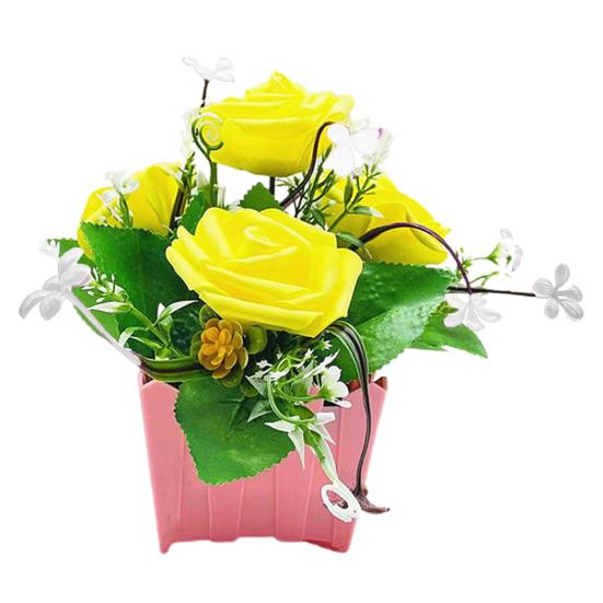 Künstliche Blume, realistische Gartenarbeit, UV-beständig, schick, Balkon, charmante Topf-Fake-Rosenblume, Urlaubszubehör