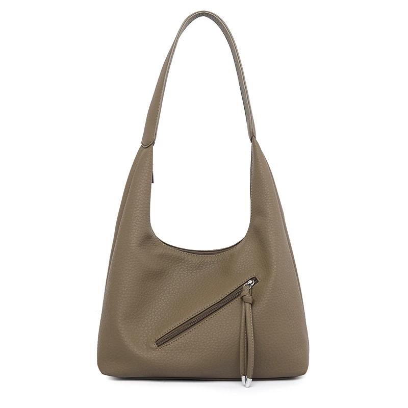 Luxury Designer Ladies Handbags Solid color Leather Shoulder Bags for Women’s Fashionable Zipper Decoration Female Crossbody Bag