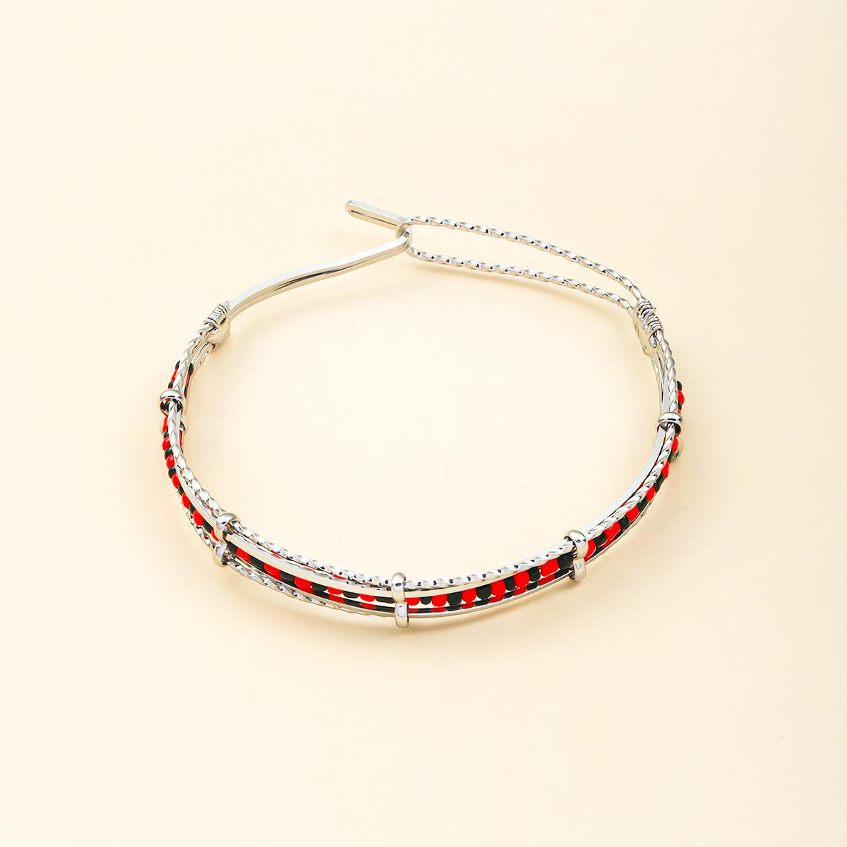 

CARLIDANA Latest Stainless Steel Jewelry Red and White Color Orula Bracelet Assorted Beads Unisex Wristband For Ladies