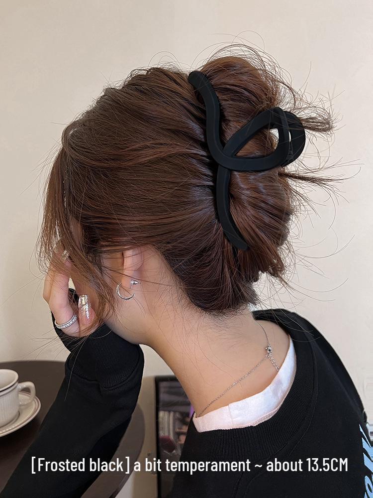 Premium Coffee-Colored Frosted Hairpin - Large All-Match Shark Clip for Elegant Hairstyles