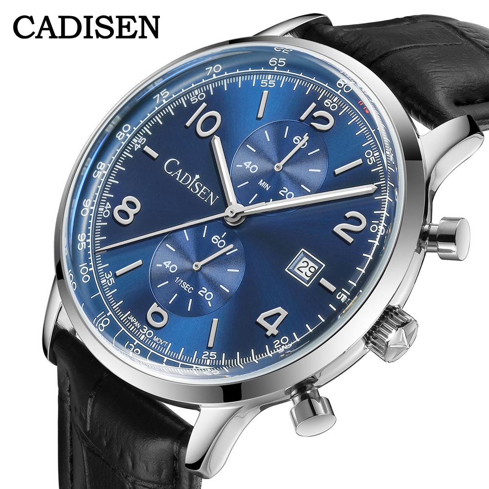 Men's Quartz Watch Multifunctional Three-Eye Six-Needle Casual Business Genuine Leather Men's Watch