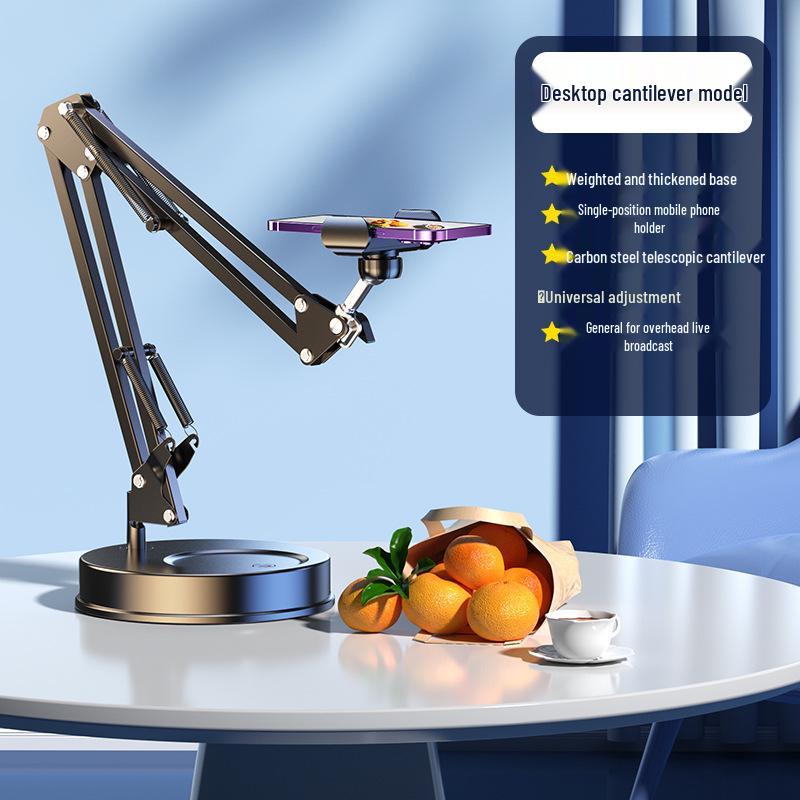 Cantilever Overhead Mobile Phone Holder for Desktop Live Streaming, Photography, Video Recording, Vlogging, and Professional Teaching.