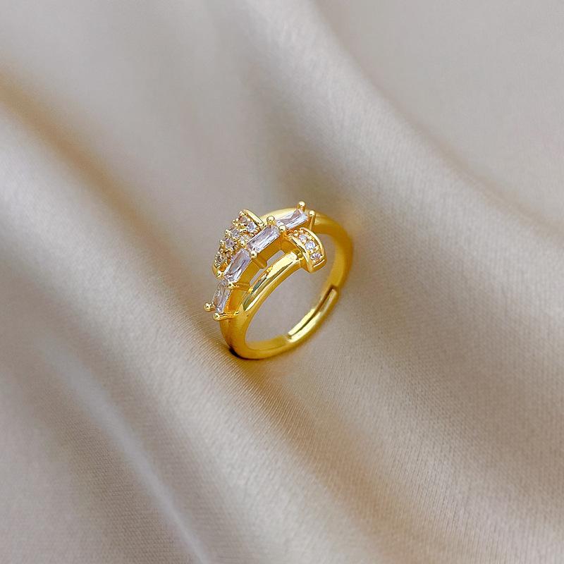 Echtgold galvanisierte offene Nägel Damenmode leicht eingelegte Ringe für den Indexfinger im kalten Stil