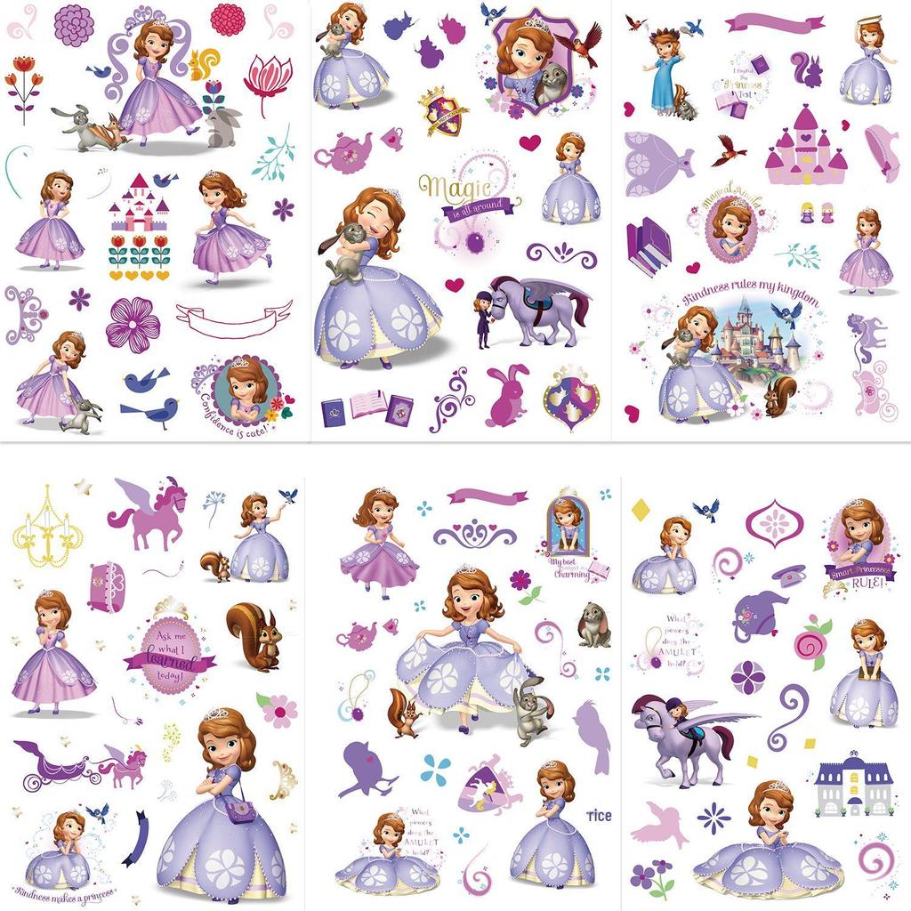 Little Princess Sofia Jigsaw Puzzle Stickers - 8 Sheets, Cartoon Character, Self-Adhesive, Waterproof.