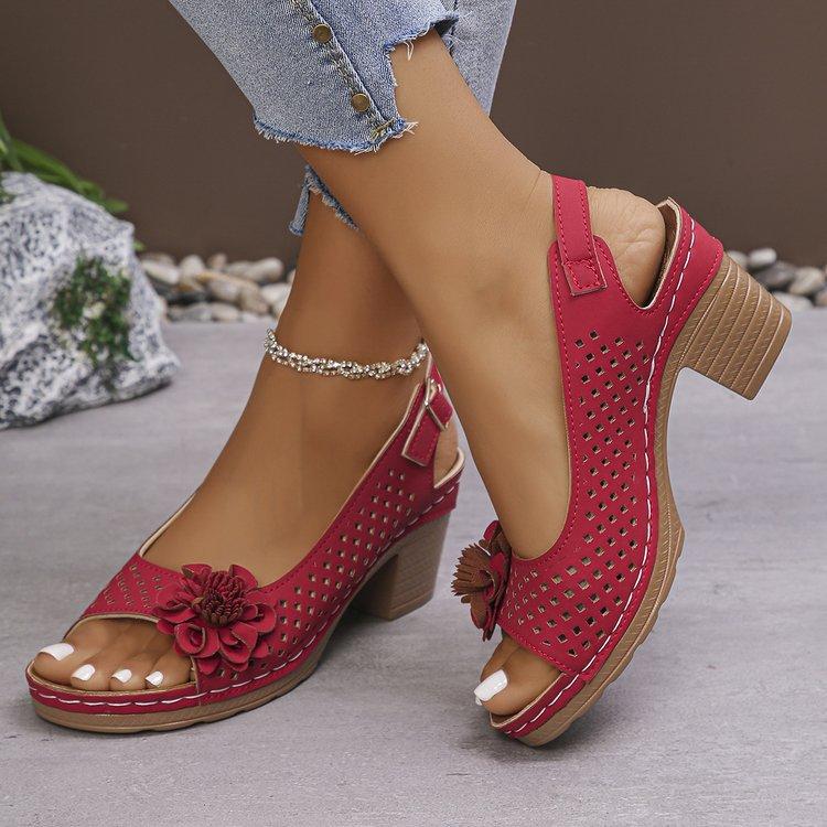 Fashion Summer Sandals Non Slip Lightweight Shoes for Women Breathable Slip on Pumps High Heel Floral Footwear Women Sandals Size36 43