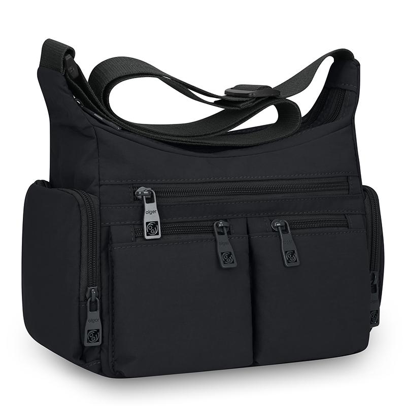 Wasserdichte Nylon-Crossbody-Tasche für Damen Mehrere Taschen Schulter-Handtasche mit Reißverschluss