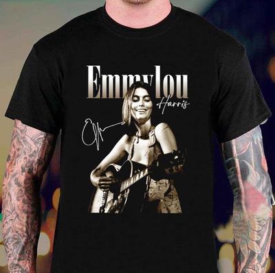 Vtg Emmylou Harris Gwiazda Muzyki Ciężka Bawełna Czarny Unisex Koszulka Wszystkie Rozmiary BL371 Koszulka Unisex