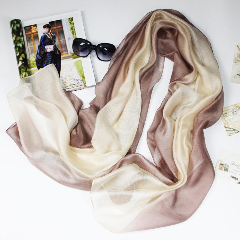Dual-Use Gradient Mulberry Silk Scarf: Cotton, Linen & Silk Wrap for Women