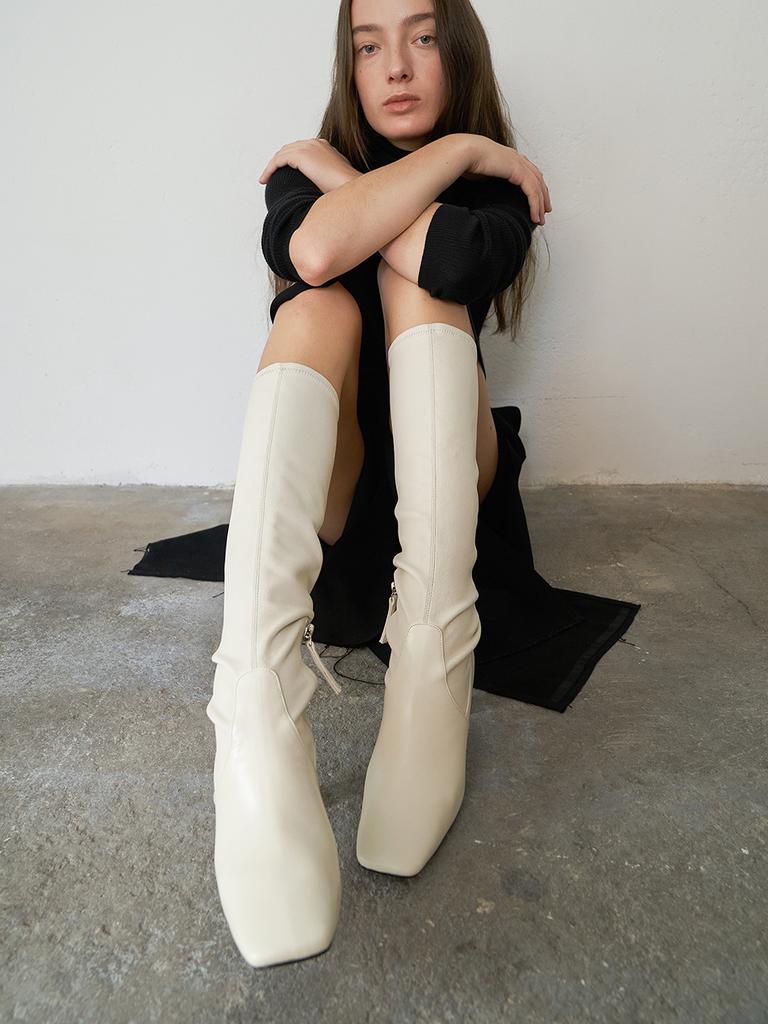 Blanc Sur Blanc Leo Long Boots 7Cm Ivory