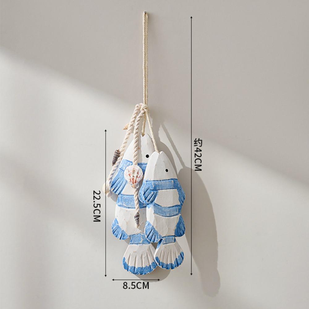 Mediterranean Fish Pendant Handmade Solid Wood Fish String Wall Decoration Wall Decoration Simulation Fish String Decoration