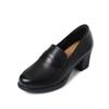 Genuine Leather Women Shoes Fashion Comfort Genuine Cow Leather Slip-On Loafers Women Deep Mouth Heels Shoes Lady Office Pumps