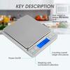 Báscula digital de cocina de acero inoxidable 0 1g/3kg báscula multifunción para alimentos peso de cocina (plata)