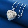 1pc Silver Plated Exquisite Hollow Heart Pendant Necklace For Fashion Women Charm Wedding Gift Jewelry Accessories