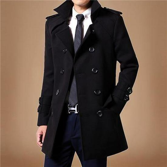 Men's Mid-Length Wool Coat: Autumn/Winter 2023 Thickened Windbreaker with Velvet Lining