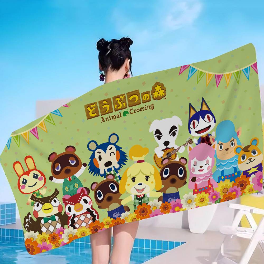 Cartoon Animal C-Crossing Beach Towel Colorful Bath Towels for Girl Microfiber Quick Dry Custom Sand Free Beach Yoga Spa Gym