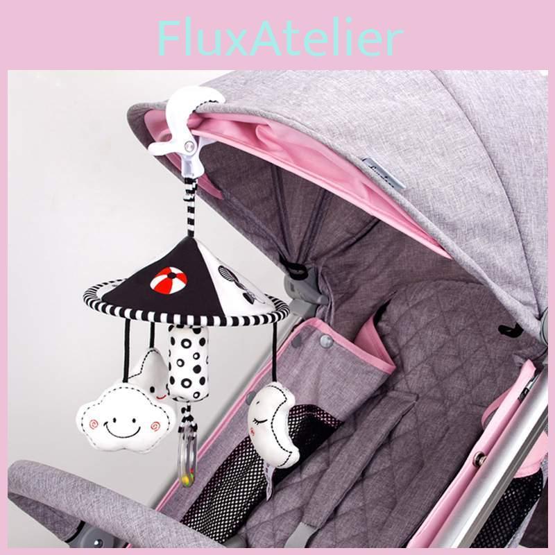 Infant Black And White Rattle Bell Wind Chime Baby Cot Hanging Rotation Bed Bell