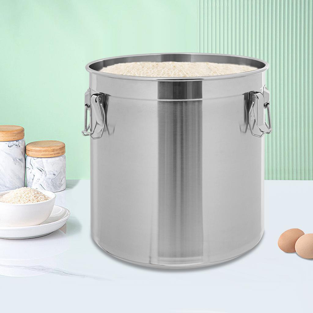 Stainless Steel Airtight Food Storage Canister, 48L Large Capacity Kitchen Container with Handles & Lid for Rice, Flour, Sugar