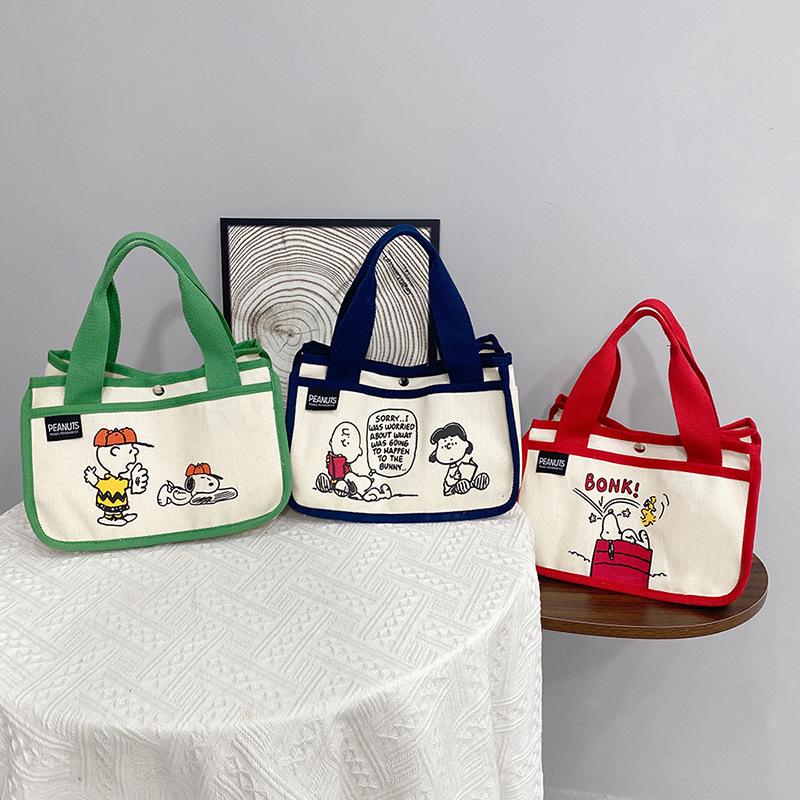 Cute canvas small square bag, popular versatile office worker bento bag niche large-capacity cute tote bag