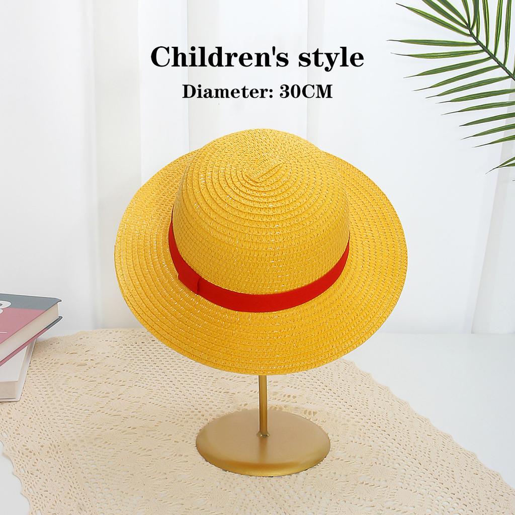 31-35CM Anime Straw Hat Festivals Party Cosplay Props Sun Protection Hat Parent-child Summer Sun Straw Beach Hat For Men Women