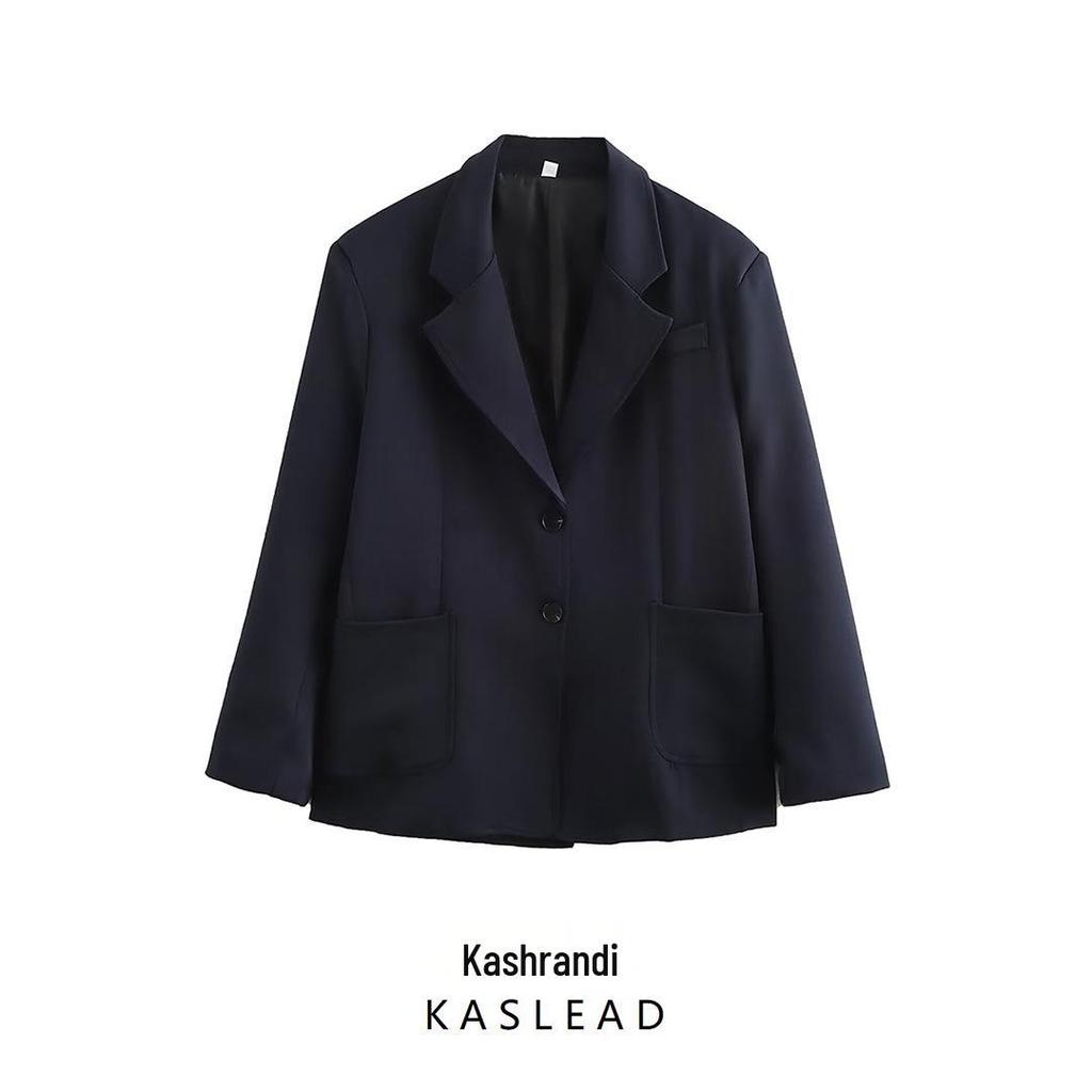 2024 Autumn Women's European-American Fashion Oversized Suit Jacket with Pocket Accents