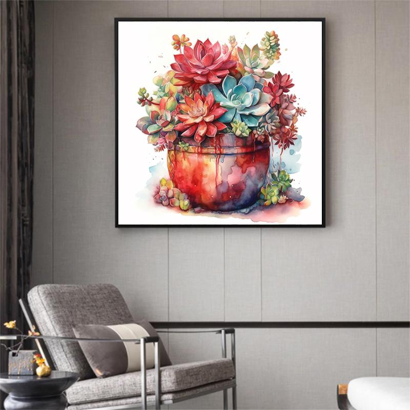 5d DIY Diamond Painting Cross Stitch Botany Succulent Potted Plant Diamond Embroidery Mosaic Full Round Drill Home Decor Arts