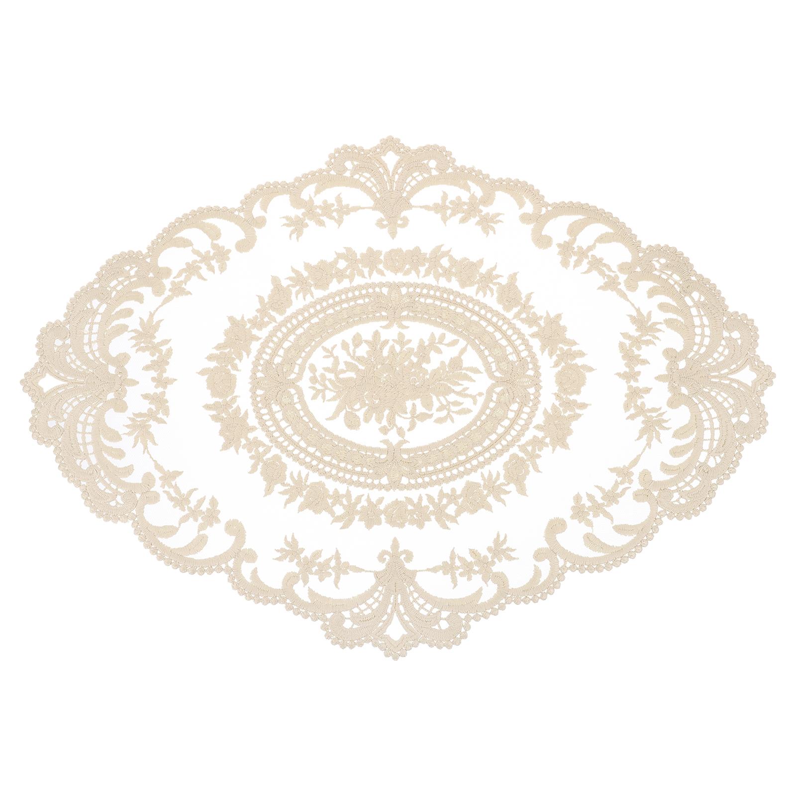 

4Pack Retro Lace Placemat 12x16-in Oval Embroidered Table Place Mats French Crochet Doilies Coasters Cup Mat for Home Wedding 1pc